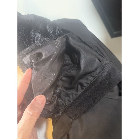 Rossignol 1907 Belted Insulated Ski Coat Black Faux Fur Removable Collar Small - Picture 8 of 13